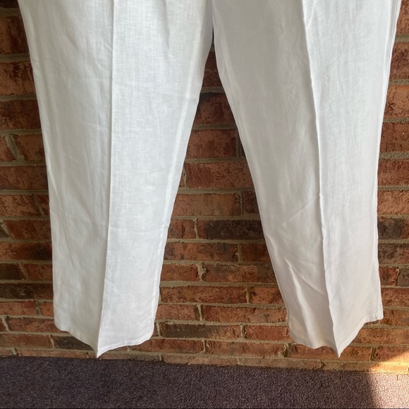 { ELLEN TRACY x COMPANY } White Wide Leg Linen Pants - Picture 3 of 6